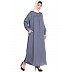 Casual pleated abaya- Grey